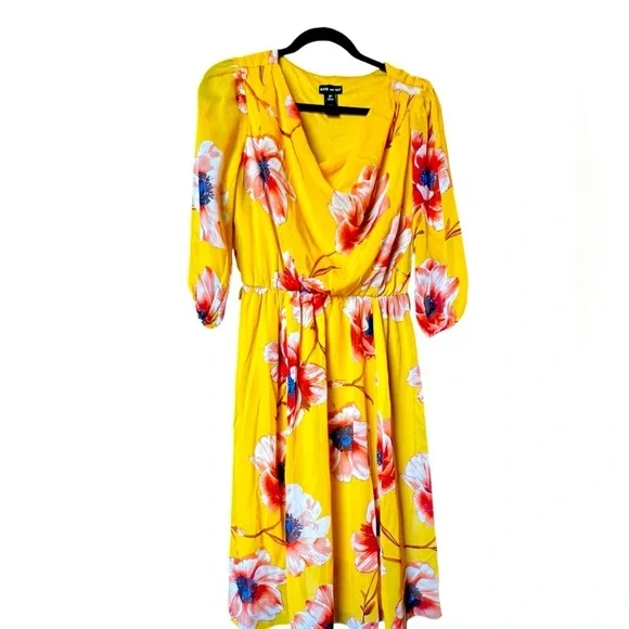 Kate & Lily Yellow Floral Midi Dress size 6P - Picture 6 of 7